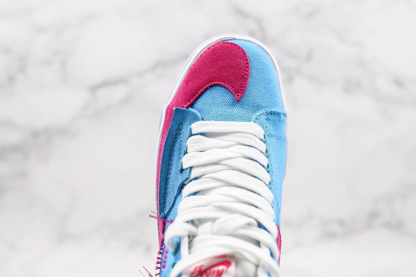 耐克Nike SB Blazer Mid Edge纯原版本高帮开拓者蓝粉拆线原盒原标区别市面通货版本 货号:CI3833-400