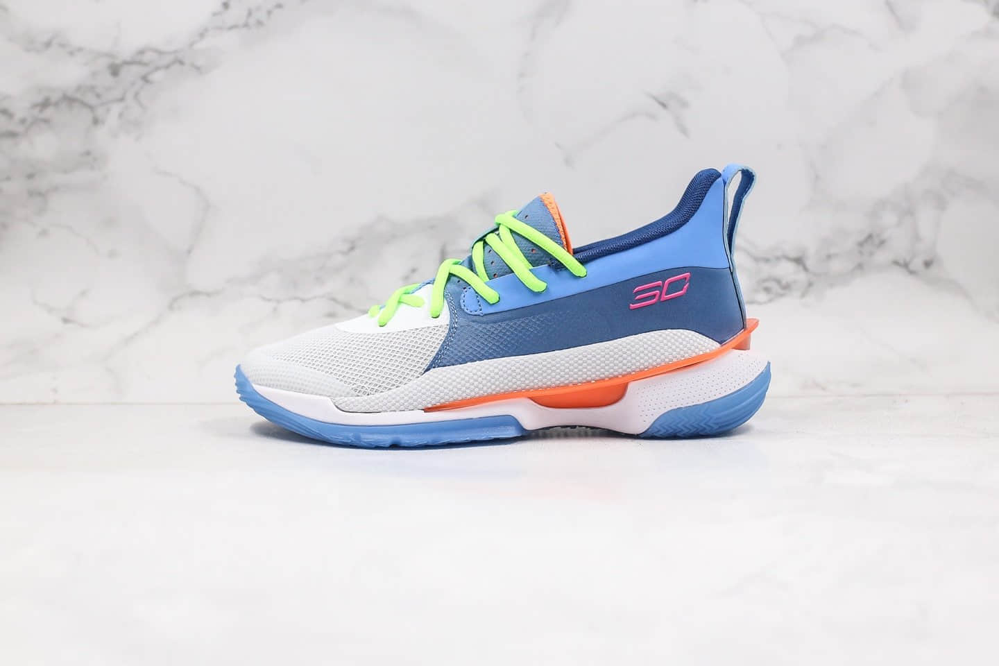 安德玛UNDER ARMOUR CURRY 7纯原版本库里7代篮球鞋蓝白色原鞋一比一开发支持实战 货号:3021258-404