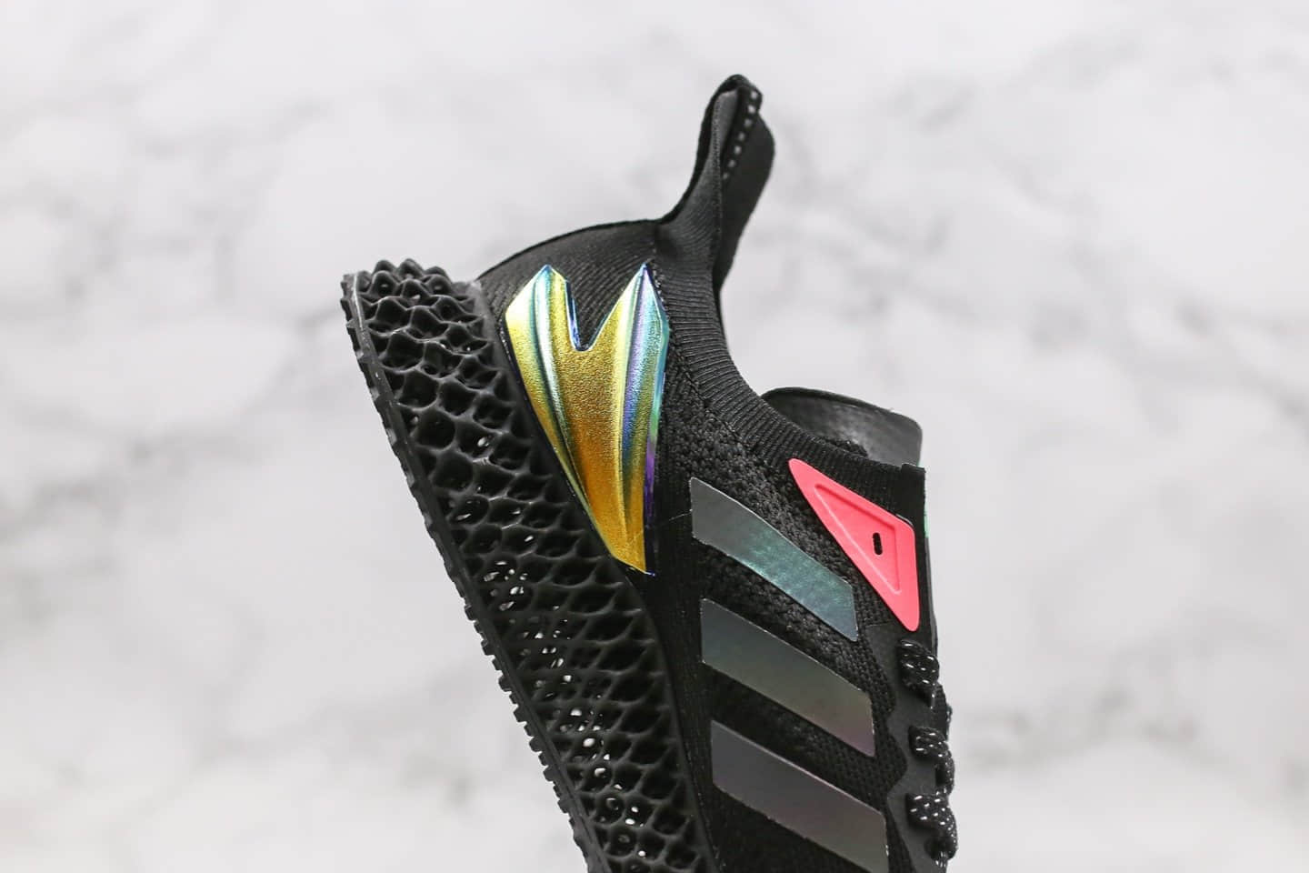 阿迪达斯Adidas Alphaedge 4D M纯原版本慢跑鞋变色龙黑粉炫彩配色原材一比一打造 货号:FW7091