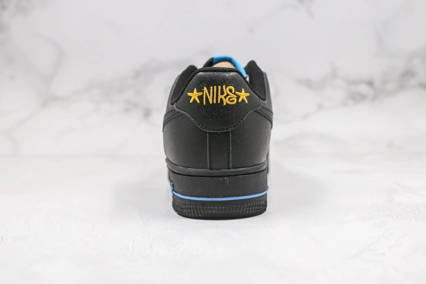 耐克Nike Air Force 1 Low纯原版本低帮空军一号黑灰蓝色涂鸦拼接配色内置全掌Sole气垫 货号:CQ4217-001