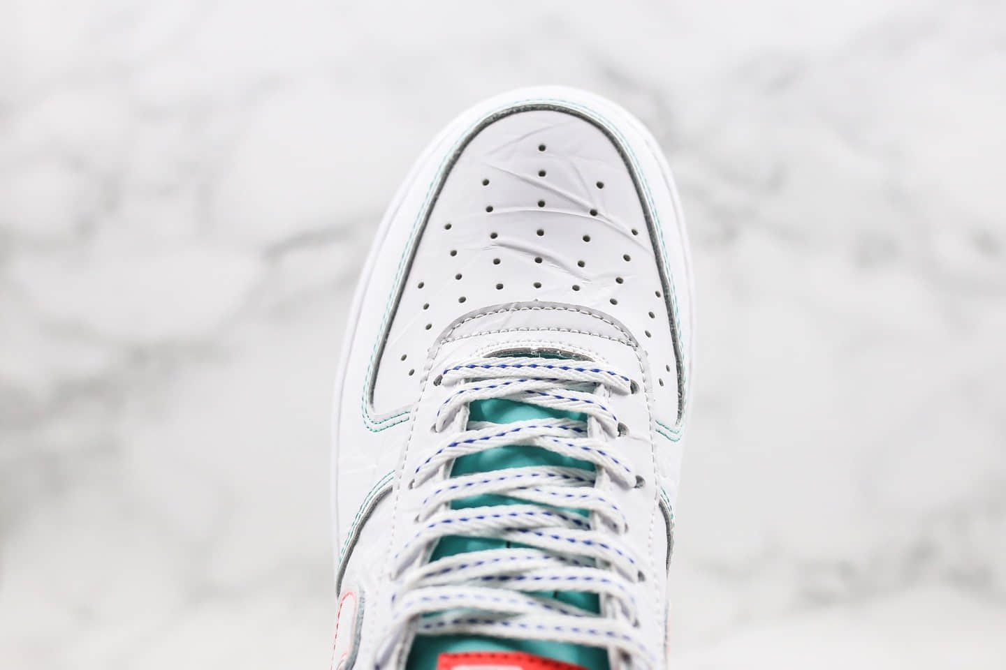 耐克Nike Air Force 1 L ow Outside The L ines纯原版本低帮空军一号皱皮小亡灵节白蓝绿色内置气垫原档案数据开发 货号:CV2421-100