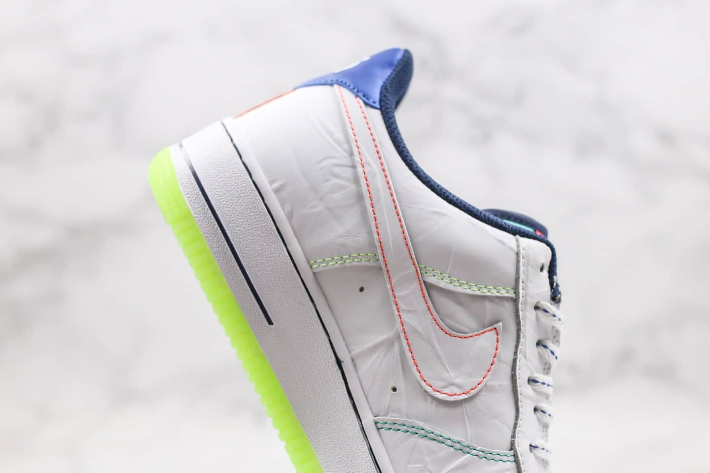 耐克Nike Air Force 1 L ow Outside The L ines纯原版本低帮空军一号皱皮小亡灵节白蓝绿色内置气垫原档案数据开发 货号:CV2421-100