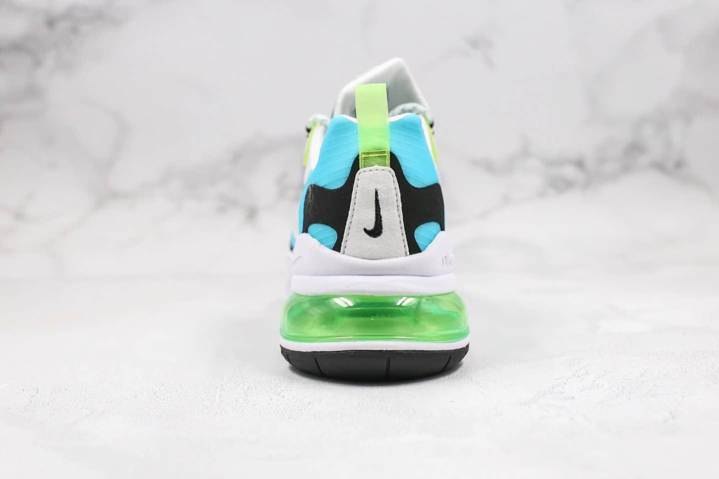 耐克Nike Air Max 270 React纯原版本气垫慢跑鞋Max270白蓝绿色清爽蓝珊瑚黑内置真小潘气垫缓震 货号:CT1265-300
