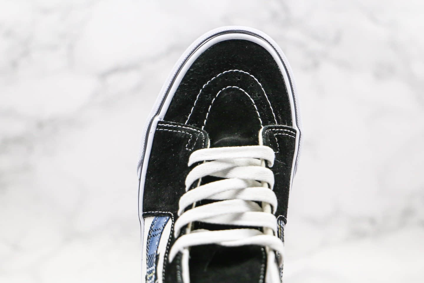 万斯Vans Sk8-Hi 2020款公司级版本高帮字母印花滑板图案黑白蓝色原厂硫化大底内置钢印 货号:VN0A391FTY9