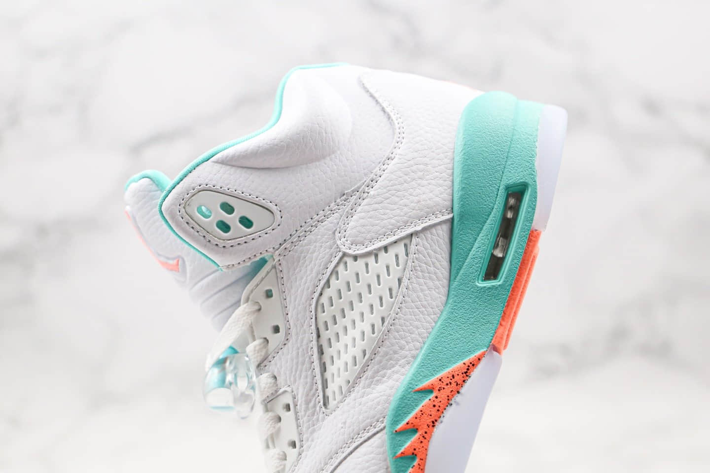 乔丹Air Jordan 5 Light Aqua纯原版本冰蓝糖果色AJ5内置可视气垫原档案数据开发正确后跟定型 货号：440892-100