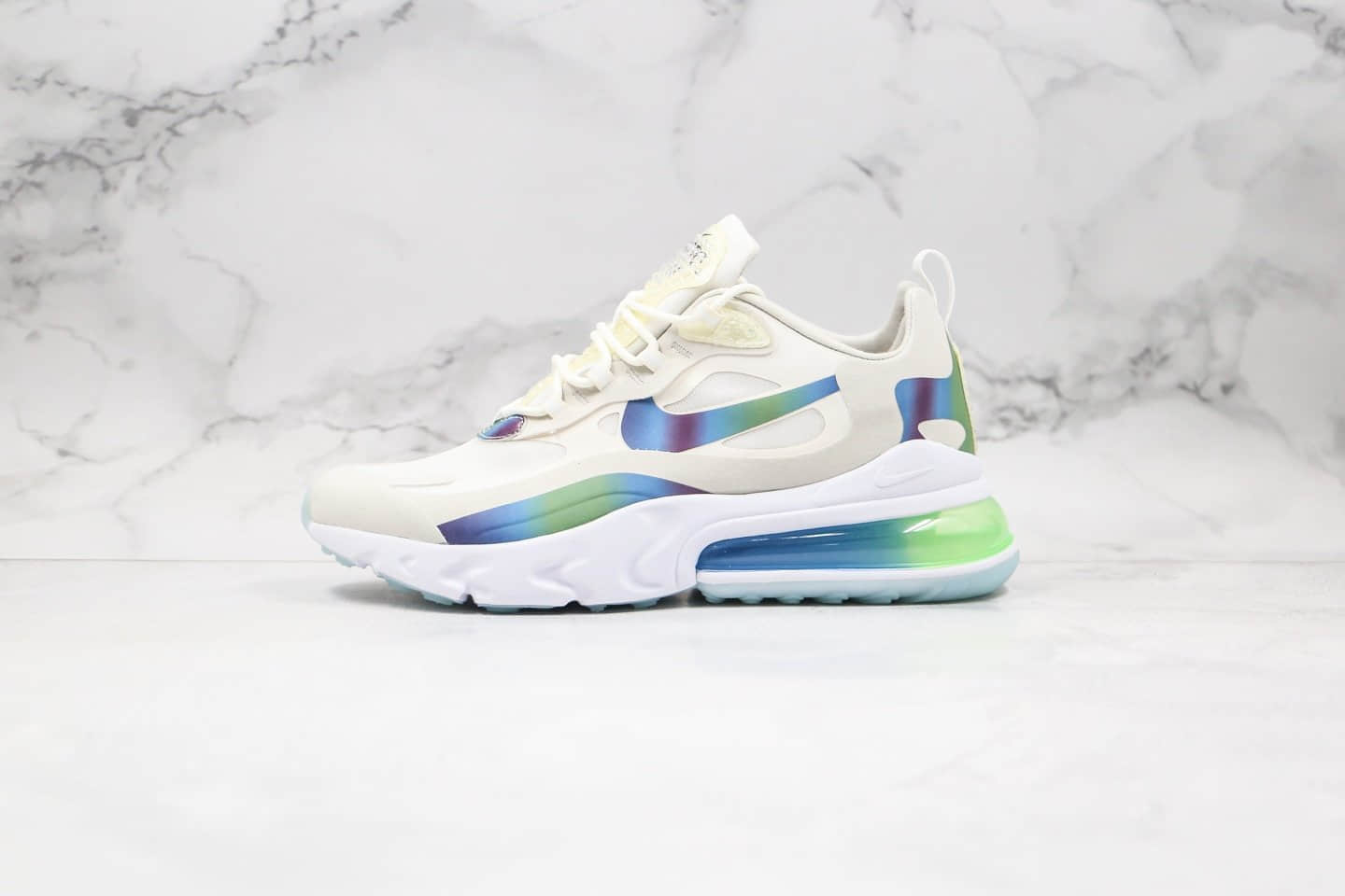 耐克Nike Max 270 React纯原版本气垫鞋Max270渐变白蓝色内置真实小潘气垫原档案数据开发 货号:CT5064-100