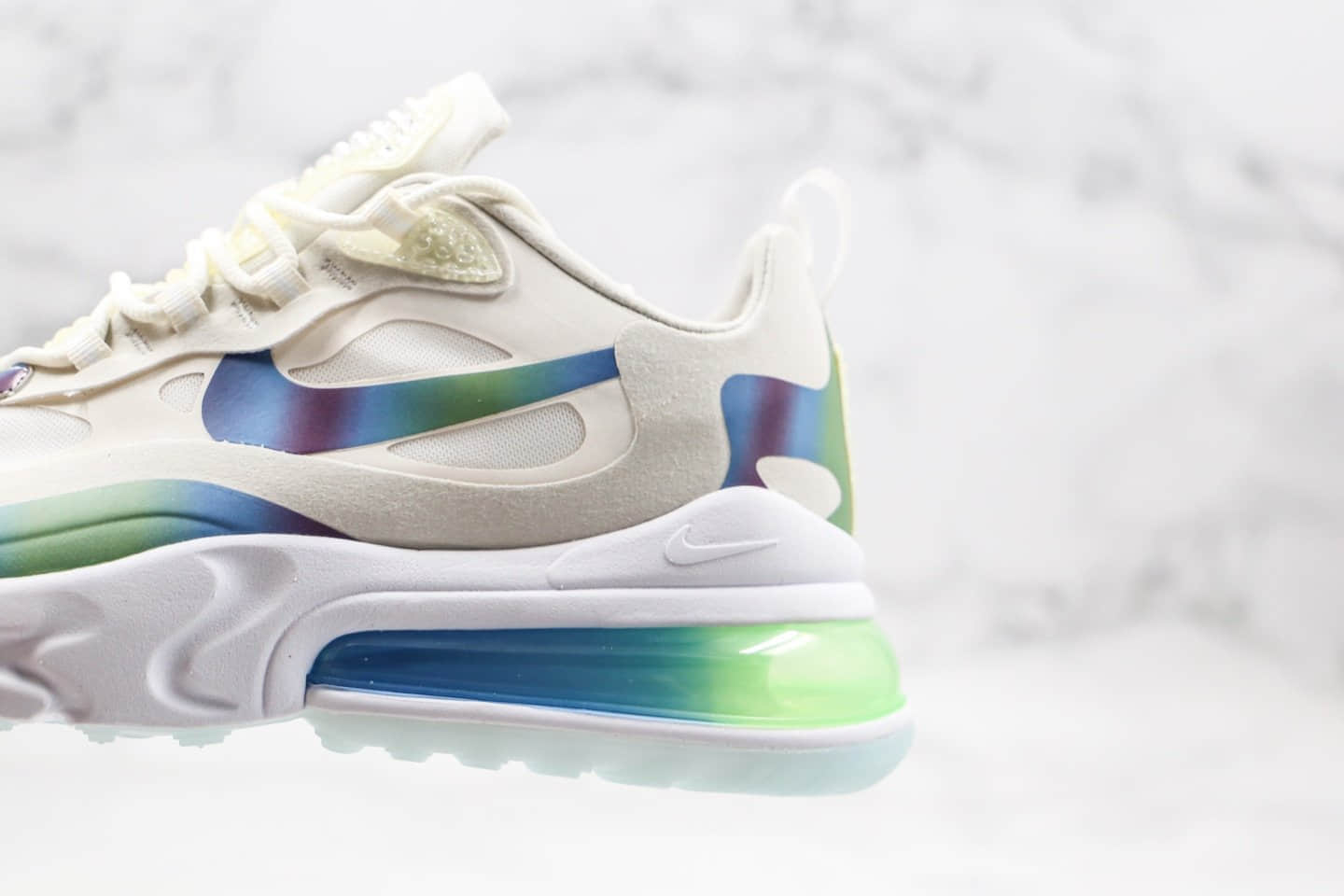 耐克Nike Max 270 React纯原版本气垫鞋Max270渐变白蓝色内置真实小潘气垫原档案数据开发 货号:CT5064-100