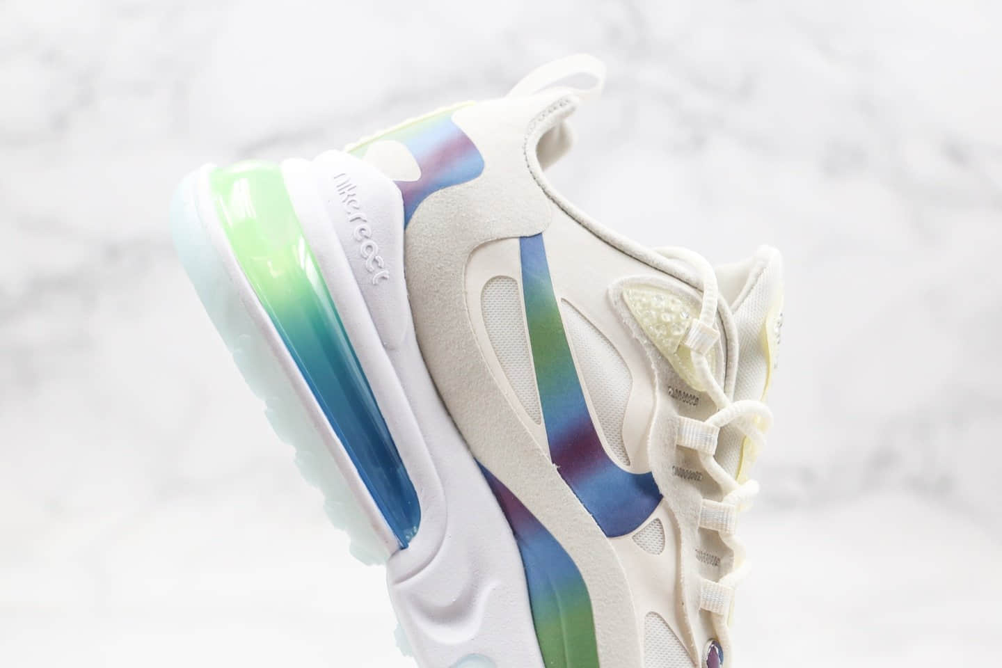 耐克Nike Max 270 React纯原版本气垫鞋Max270渐变白蓝色内置真实小潘气垫原档案数据开发 货号:CT5064-100