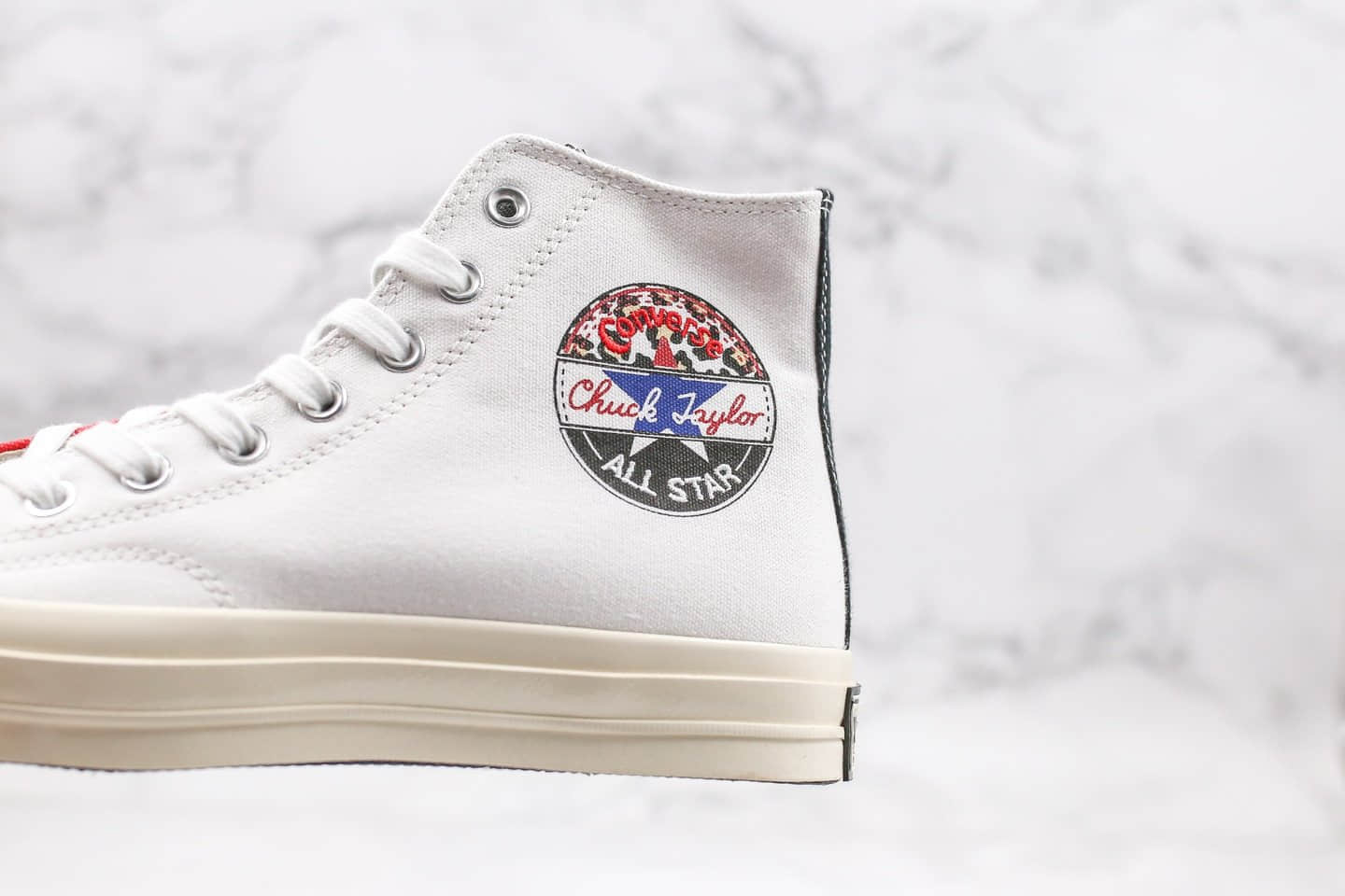 匡威Converse Chuck 70s公司级版本高帮黑标拼接黑白拼色豹纹帆布鞋原厂硫化正确PU硅蓝中底 货号:166747C