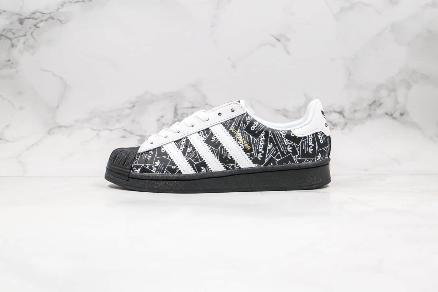 阿迪达斯adidas originals Superstar公司级版本陈奕迅代言款贝壳头50周年满印logo黑白配色原数据开发 货号:FV2820