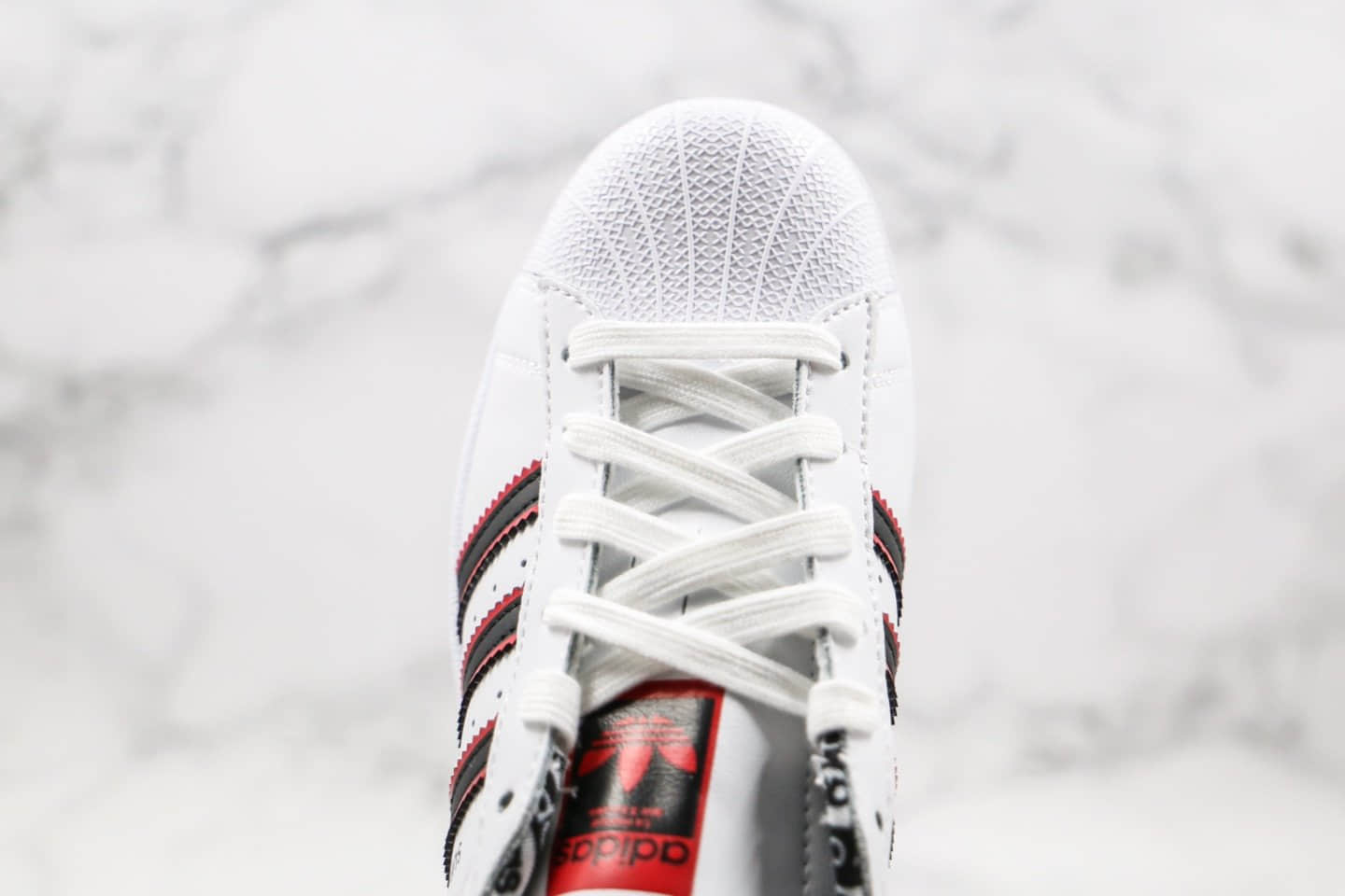 阿迪达斯Adidas Super Star W纯原版本三叶草贝壳头板鞋白黑红原档案数据开发正确硅蓝中底 货号:FW6593