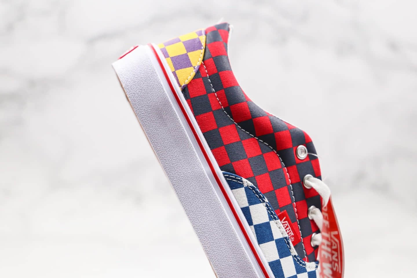万斯VANS Sneakersnstuff公司级版本低帮硫化板鞋棋盘格鸳鸯拼色海滩撞色黄红色原盒原标