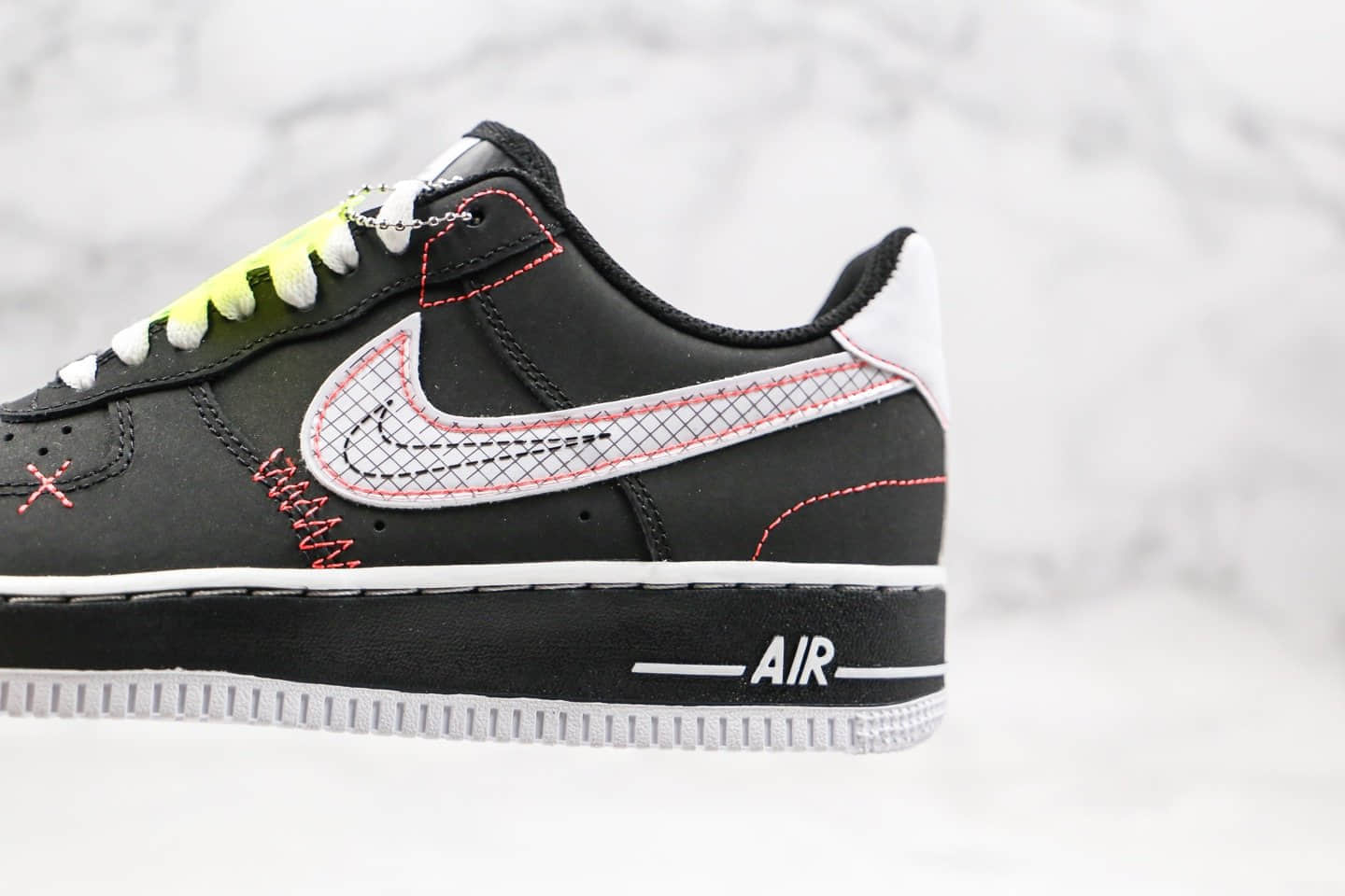 耐克Nike Air Force 1'07 Paranoise纯原版本低帮空军一号权志龙二代黑红手稿配色内置气垫原鞋开发 货号:CU6646-001