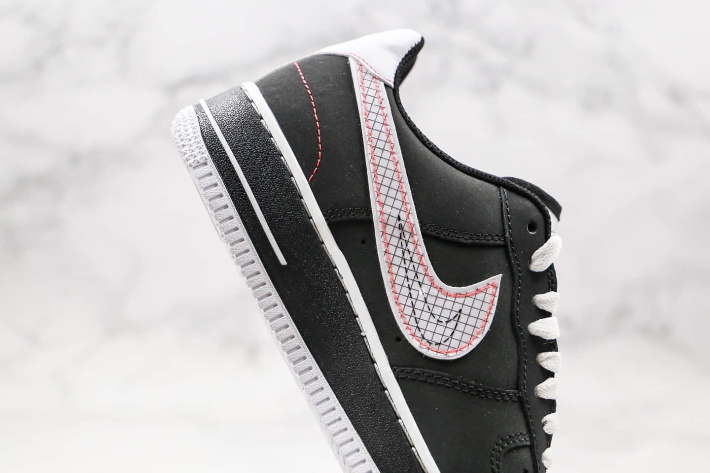 耐克Nike Air Force 1'07 Paranoise纯原版本低帮空军一号权志龙二代黑红手稿配色内置气垫原鞋开发 货号:CU6646-001