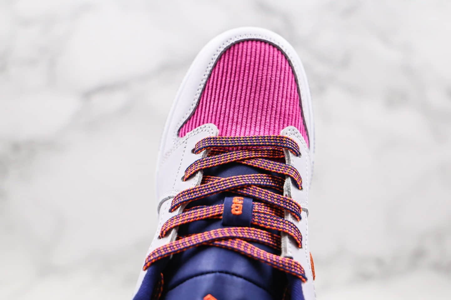 乔丹Air Jordan 1 Low GS Pink Corduroy纯原版本低帮AJ1白粉橙紫色拼接灯芯绒女神配色内置气垫原楦头纸板打造 货号：554723-502