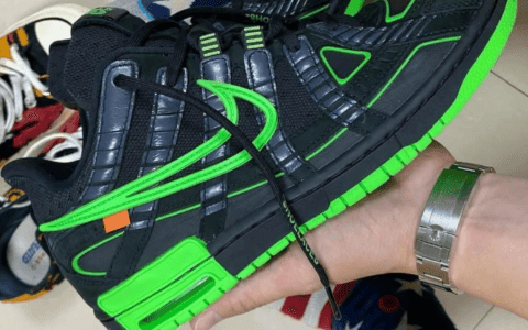 OW x Nike Air Rubber Dunk黑绿配色实物图曝光!浓郁解构风! 货号:CU6015-001