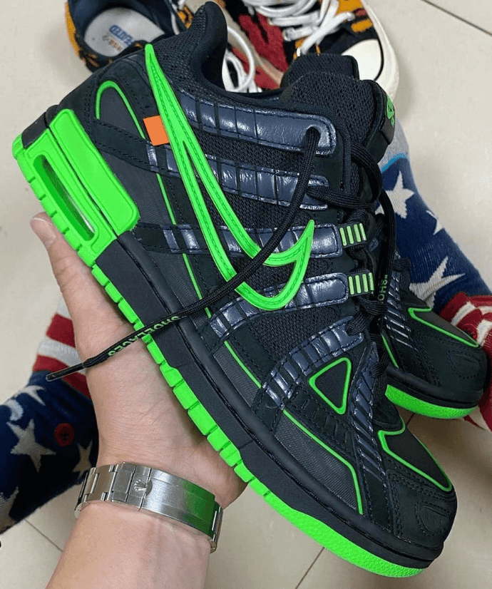 OW x Nike Air Rubber Dunk黑绿配色实物图曝光!浓郁解构风! 货号:CU6015-001