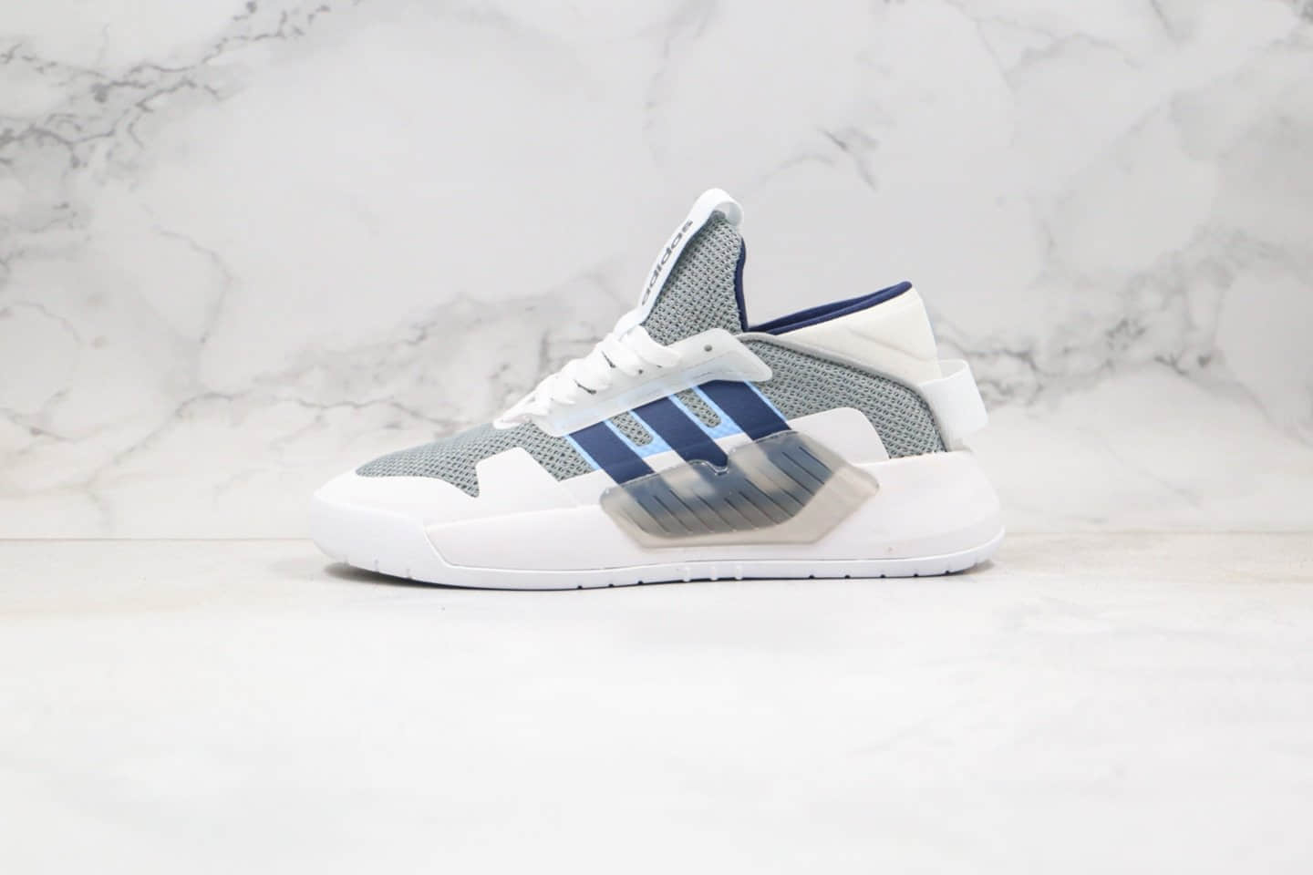 阿迪达斯Adidas neo PLAY9TIS 2.0纯原版本三条纹NEO高帮板鞋灰白蓝色原盒原标原档案数据开发 货号:EF0636