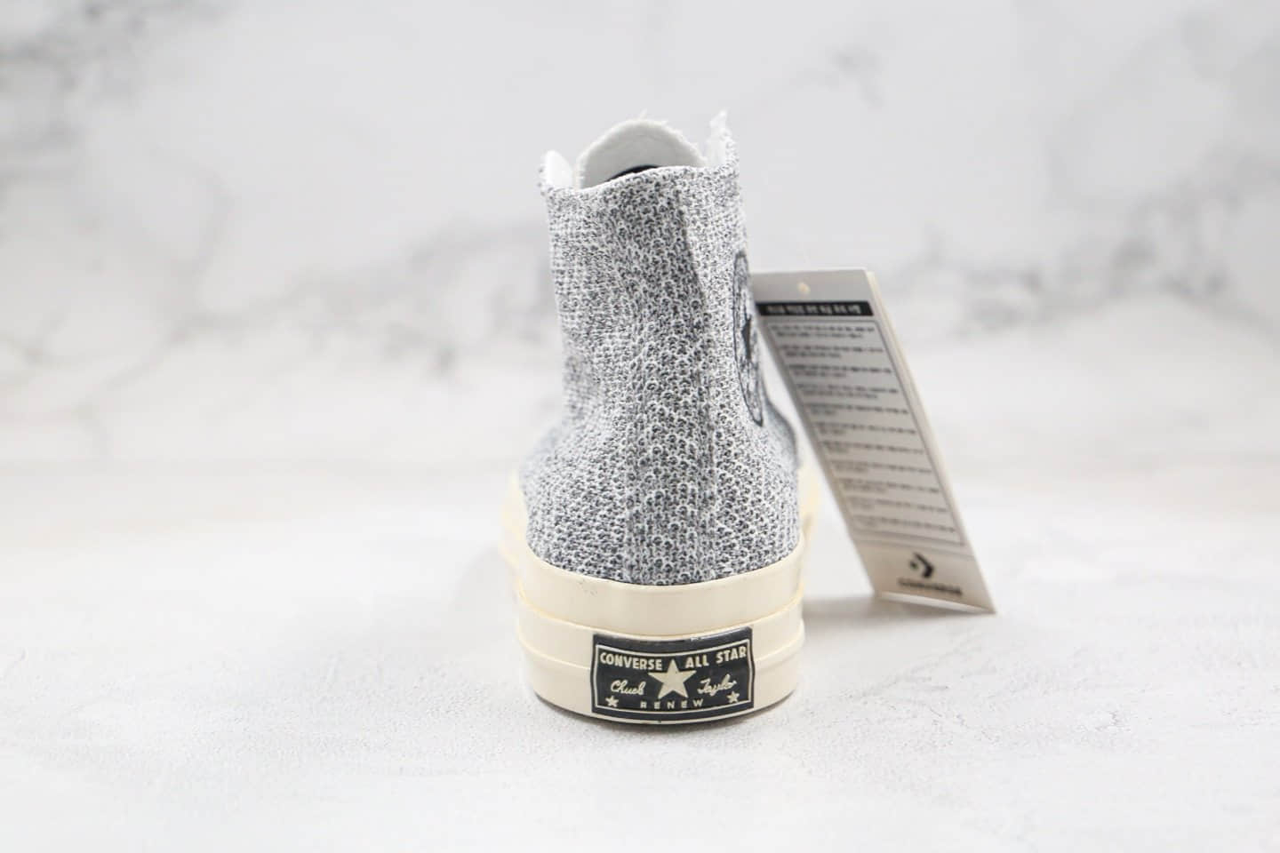 匡威CONVERSE CHUCK TAYLORALL STAR 1970S SNLRENEW Hi公司级版本高帮帆布鞋环保针织灰色毛线配色正确双围条硫化蓝底 货号:166702C