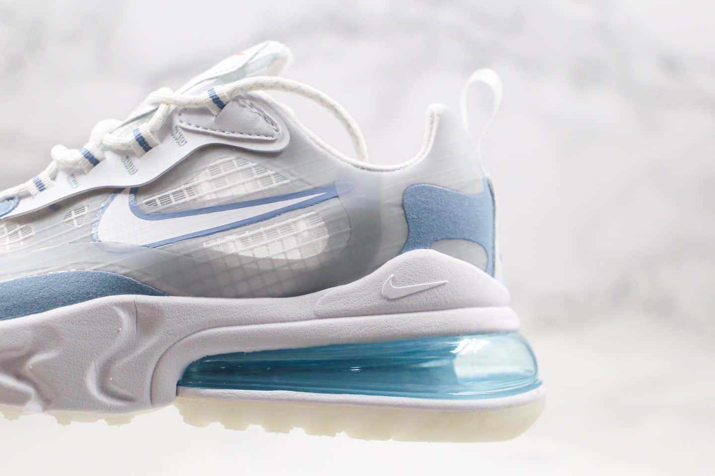 耐克Nike React Air Max 270V2纯原版本半掌气垫鞋Max270二代浅蓝色原盒原标真小潘气垫 货号：CT1265-100