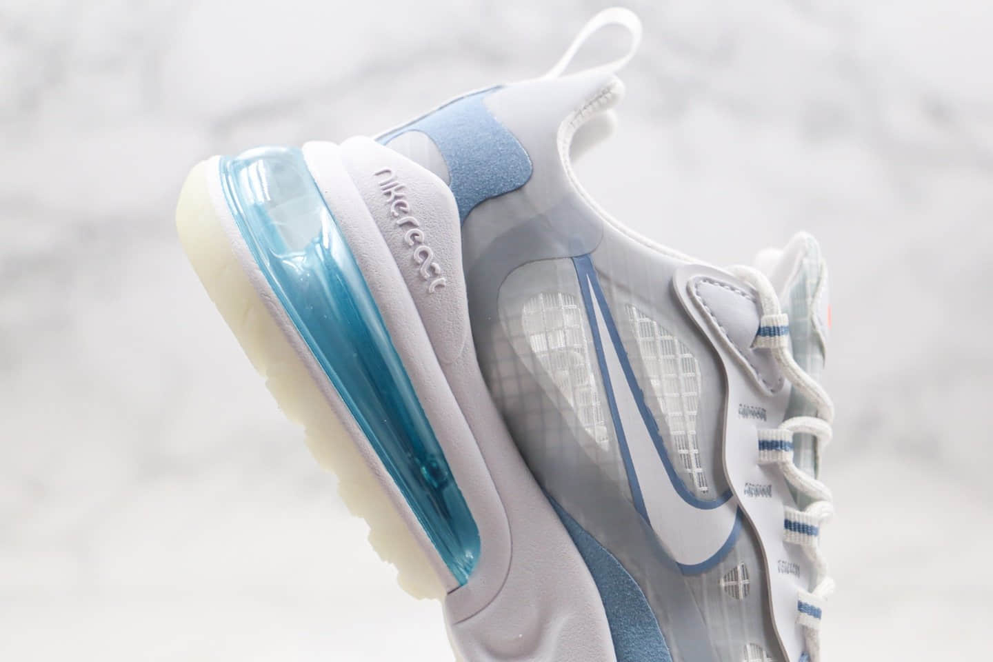 耐克Nike React Air Max 270V2纯原版本半掌气垫鞋Max270二代浅蓝色原盒原标真小潘气垫 货号：CT1265-100