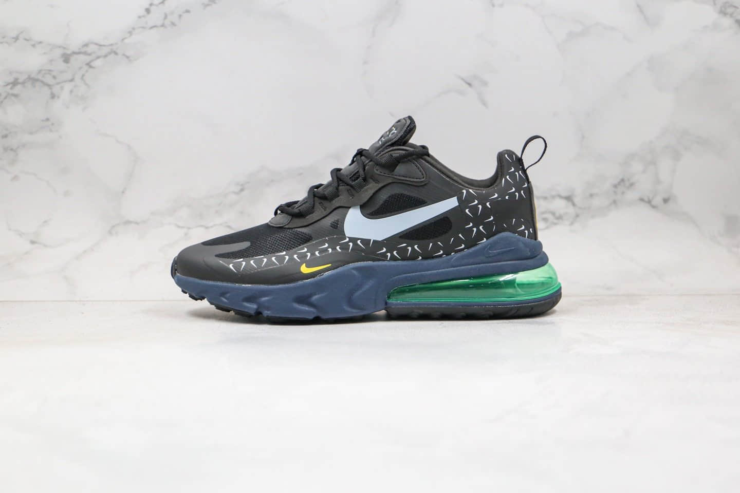 耐克Nike React Air Max 270 Just Do It纯原版本气垫鞋高桥盾网纱系列Max270黑绿内置真小潘气垫原楦头纸板打造 货号：CT2538-001