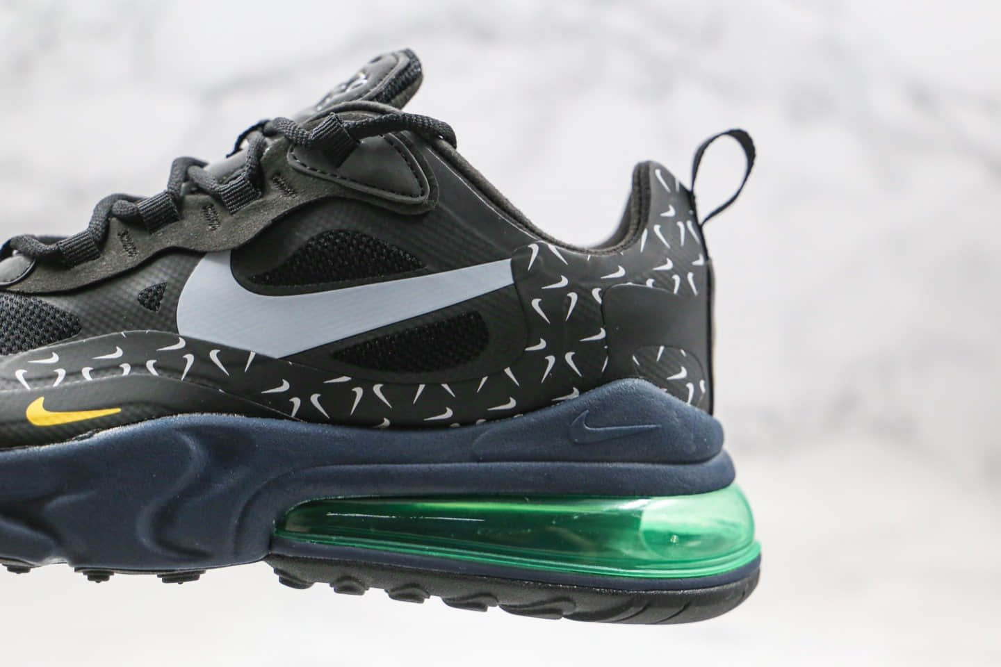 耐克Nike React Air Max 270 Just Do It纯原版本气垫鞋高桥盾网纱系列Max270黑绿内置真小潘气垫原楦头纸板打造 货号：CT2538-001