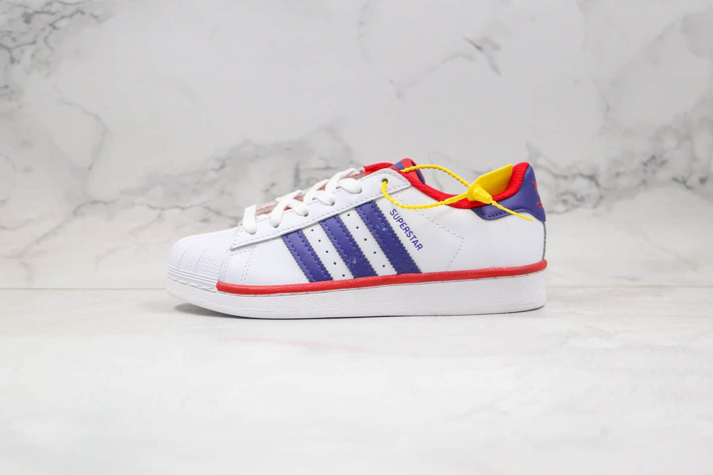 阿迪达斯Adidas Superstar纯原版本三叶草贝壳头红蓝色正确硅蓝软中底原鞋开模打造 货号:FX4189