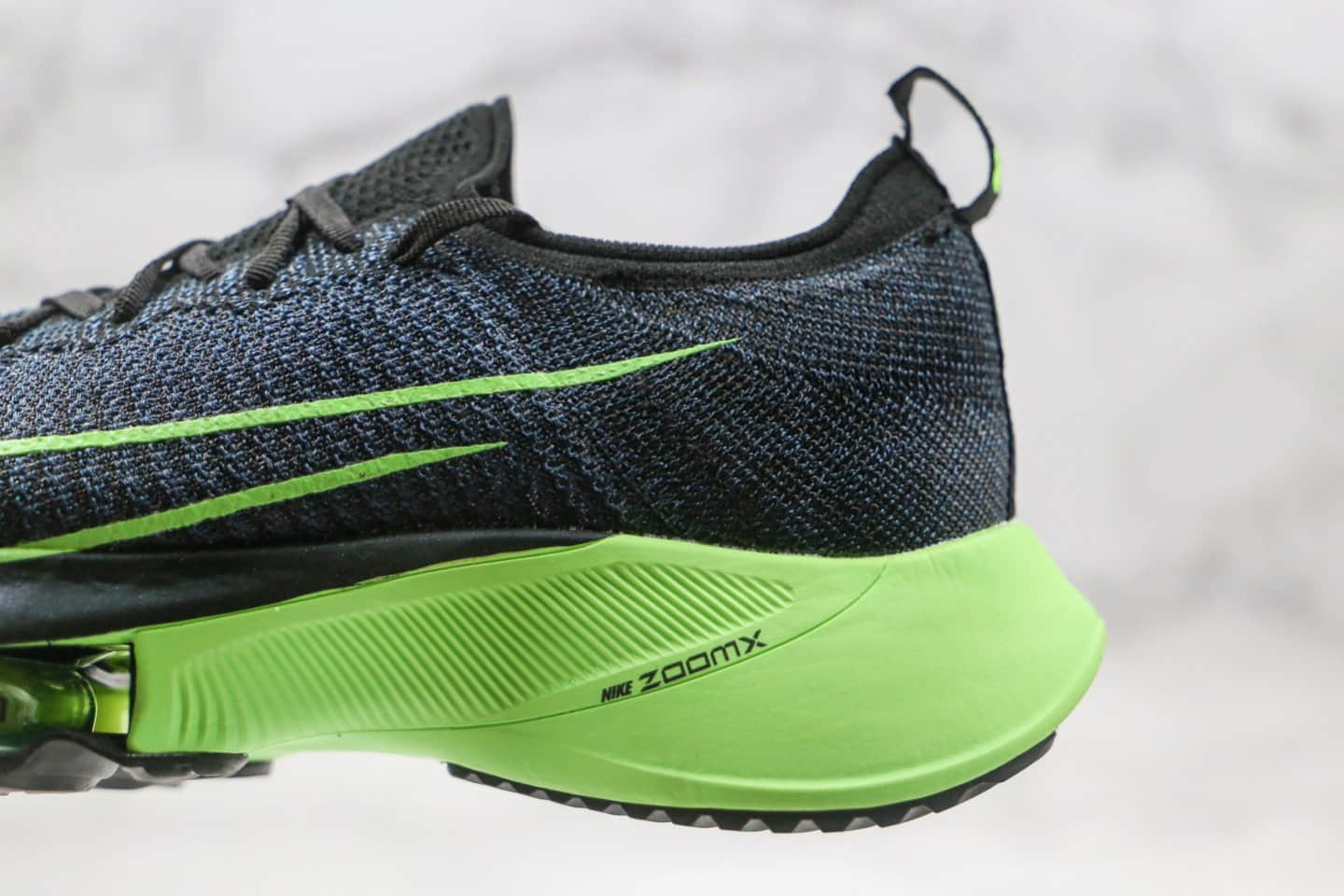 耐克Nike Air Zoom Alphafly NEXT%「破纪录」纯原版本马拉松气垫慢跑鞋黑绿色内置碳板气垫支持高强度长跑 货号:CZ1514-400