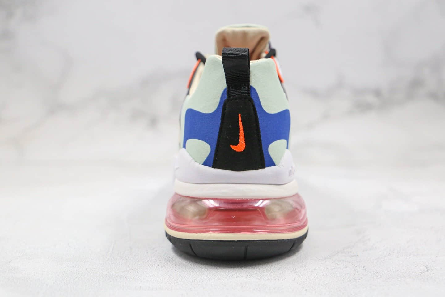 耐克Nike React Air Max 270V2纯原版本半掌气垫跑鞋米白蓝橙色原鞋开模真小潘气垫 货号：CT3899-200