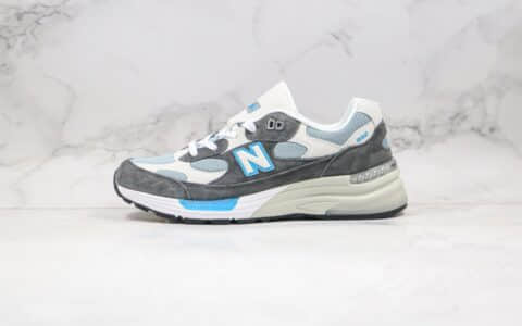 新百伦New Balance Made in USA纯原版本美产血统NB992灰蓝色复古慢跑鞋正确鞋面卡色 货号:W992RF