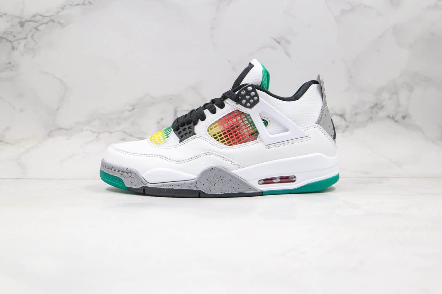 乔丹Air Jordan 4 WMNS Do the Right Thing纯原版本彩虹拼色牙买加AJ4内置可视气垫正确头层皮革材质 货号:AQ9129-100