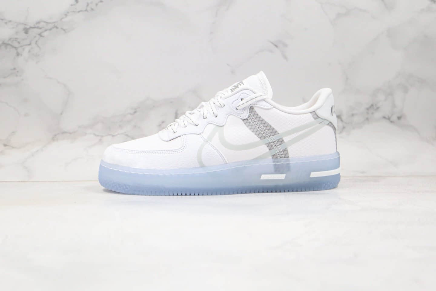 耐克Nike Air Force 1 React QS Light Bone纯原版本低帮空军一号波纹骨白冰蓝配色原盒原标原楦头纸板打造 货号:CQ8879-100