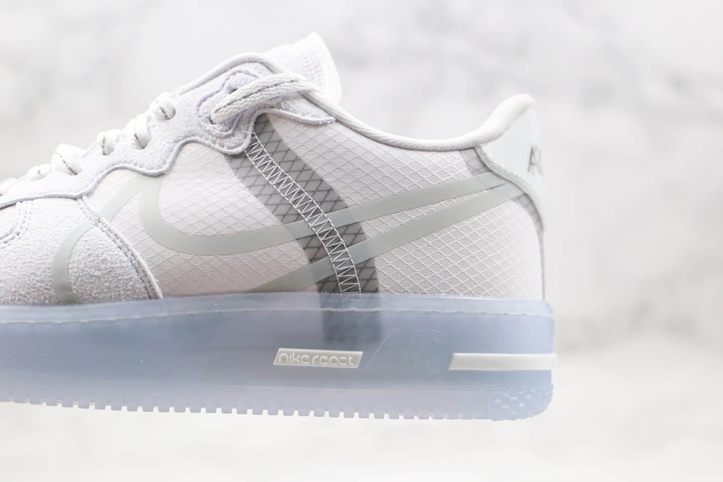耐克Nike Air Force 1 React QS Light Bone纯原版本低帮空军一号波纹骨白冰蓝配色原盒原标原楦头纸板打造 货号:CQ8879-100