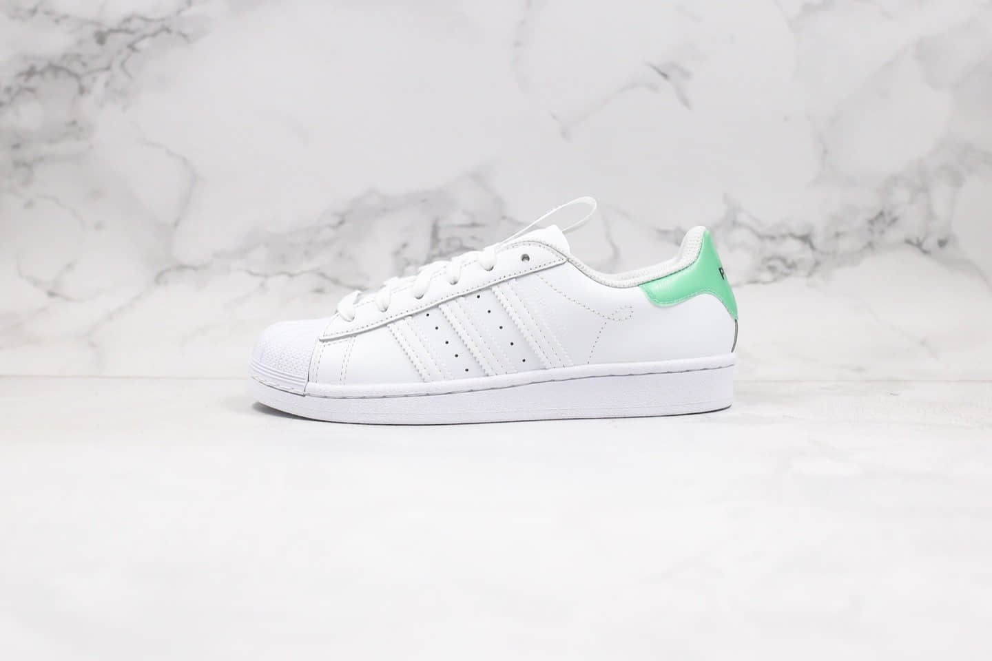 阿迪达斯Adidas Superstar纯原版本三叶草贝壳头城市限定巴黎白薄荷绿色原盒原标原档案数据开发 货号:FW2847