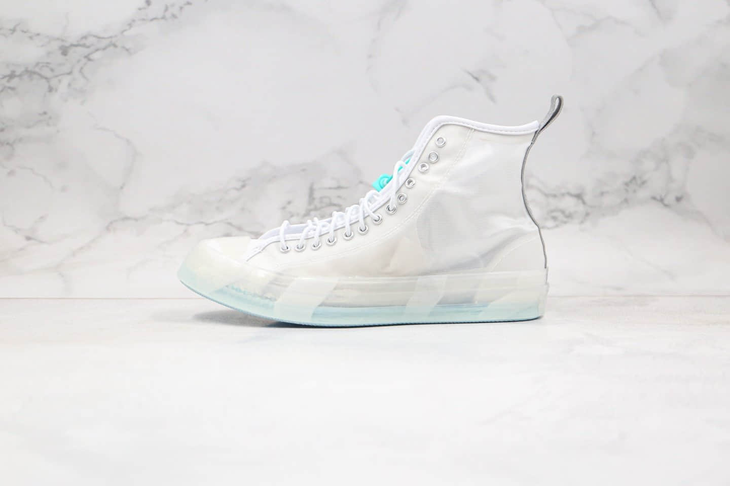 匡威CONVERSE公司级版本迪士尼冰雪奇缘联名款白色透明网纱复刻帆布鞋正确PU硅蓝软中底 货号:167356C