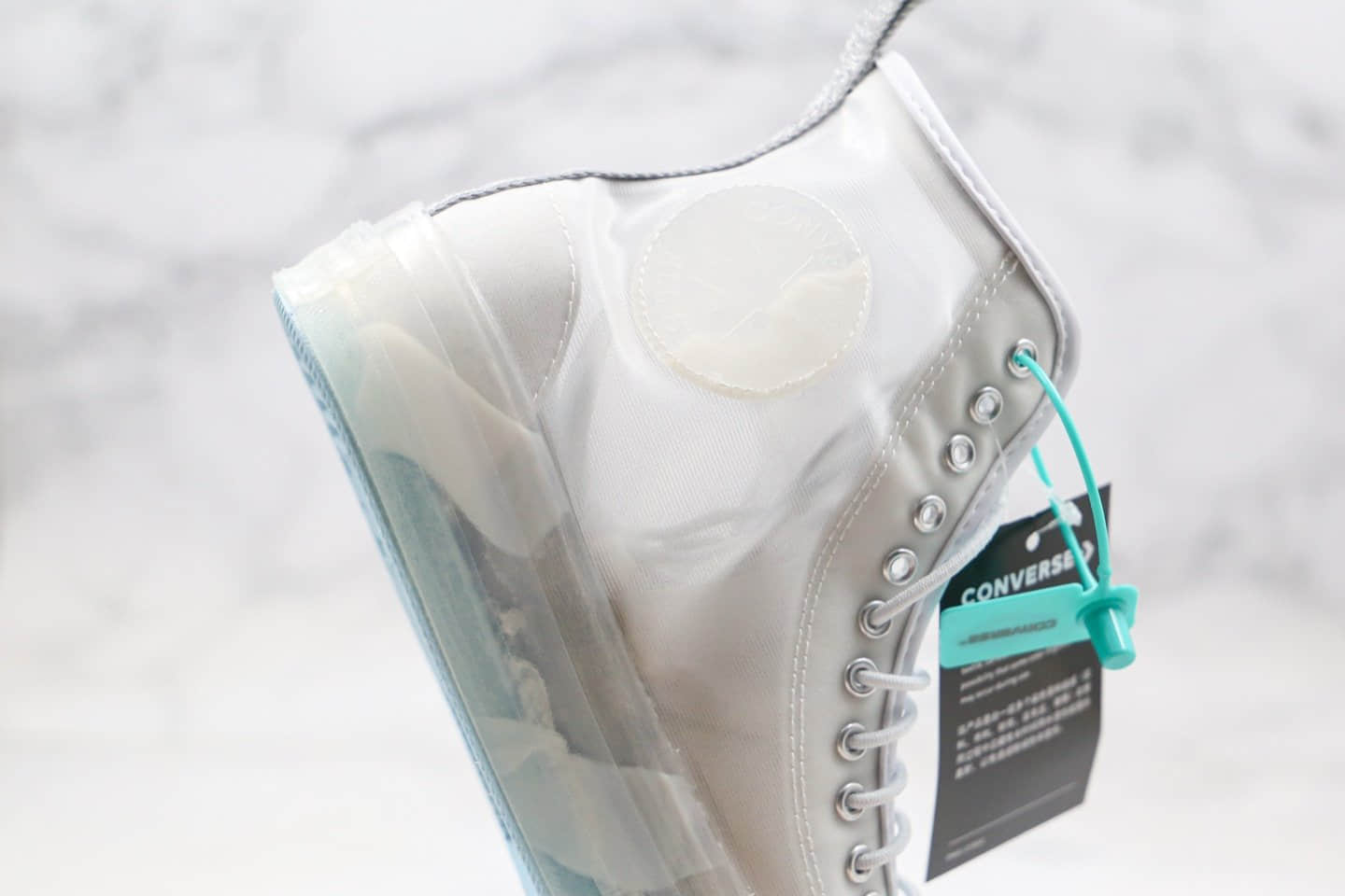 匡威CONVERSE公司级版本迪士尼冰雪奇缘联名款白色透明网纱复刻帆布鞋正确PU硅蓝软中底 货号:167356C