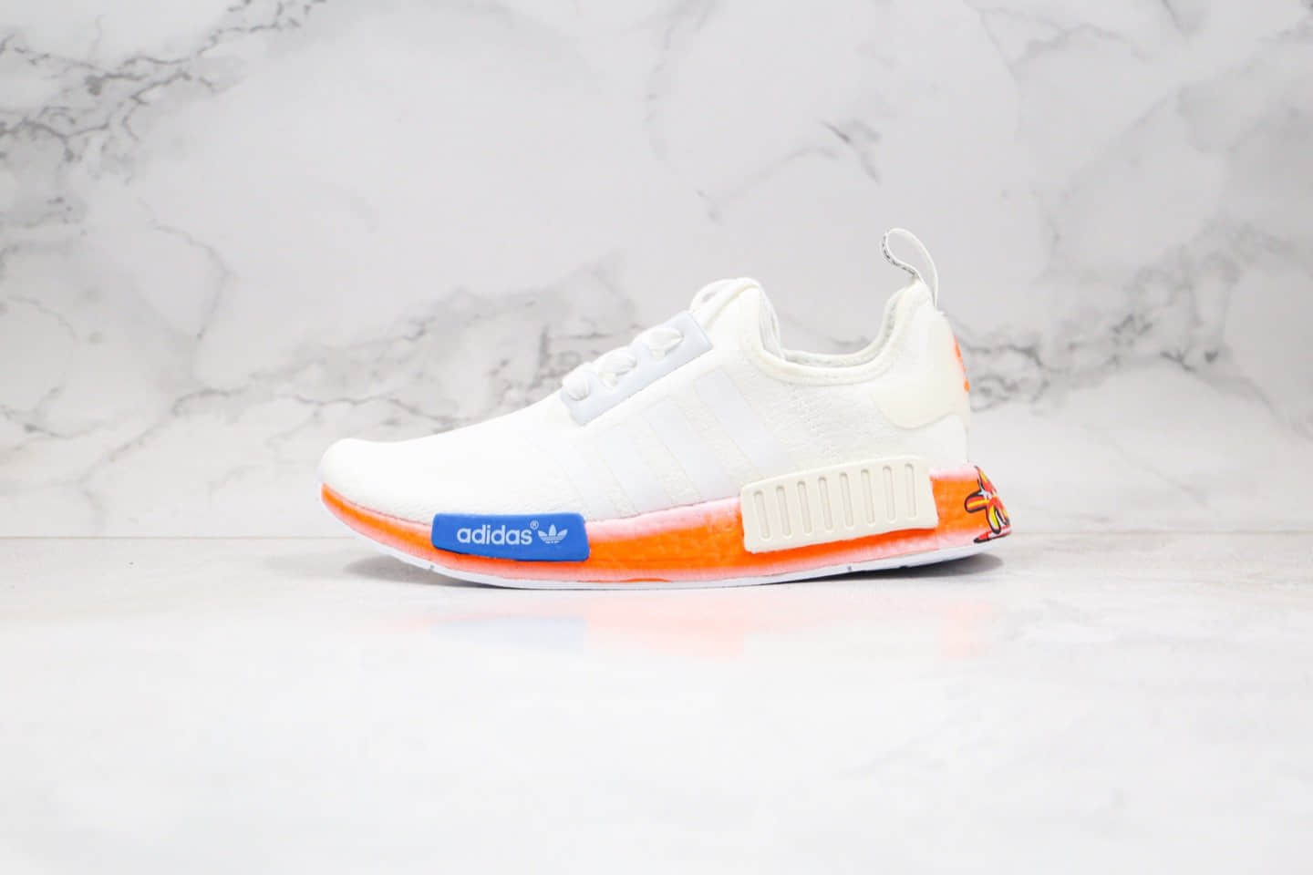 阿迪达斯adidas NMD R1纯原版本爆米花跑鞋白橙色撞色拼色内置真爆米花大底原楦头纸板打造 货号:FV7852