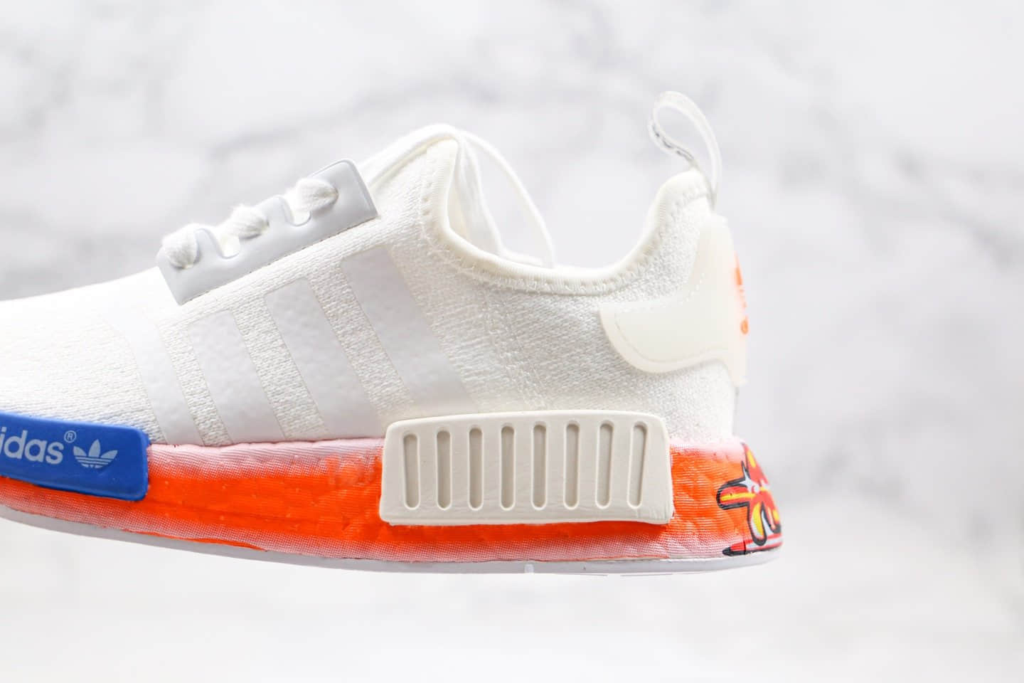 阿迪达斯adidas NMD R1纯原版本爆米花跑鞋白橙色撞色拼色内置真爆米花大底原楦头纸板打造 货号:FV7852