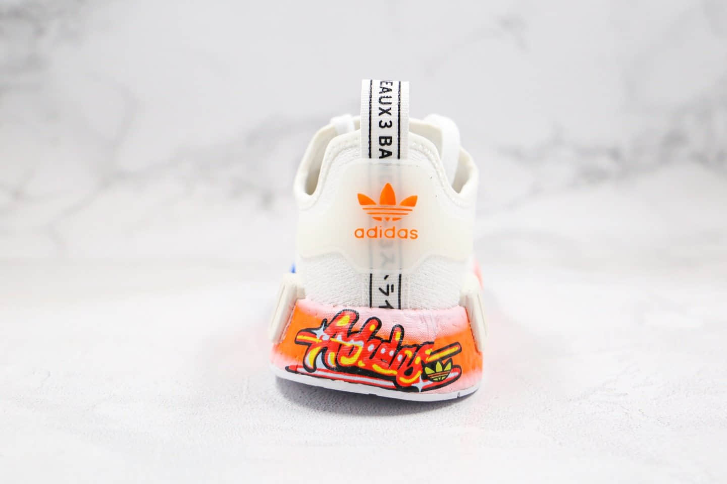 阿迪达斯adidas NMD R1纯原版本爆米花跑鞋白橙色撞色拼色内置真爆米花大底原楦头纸板打造 货号:FV7852