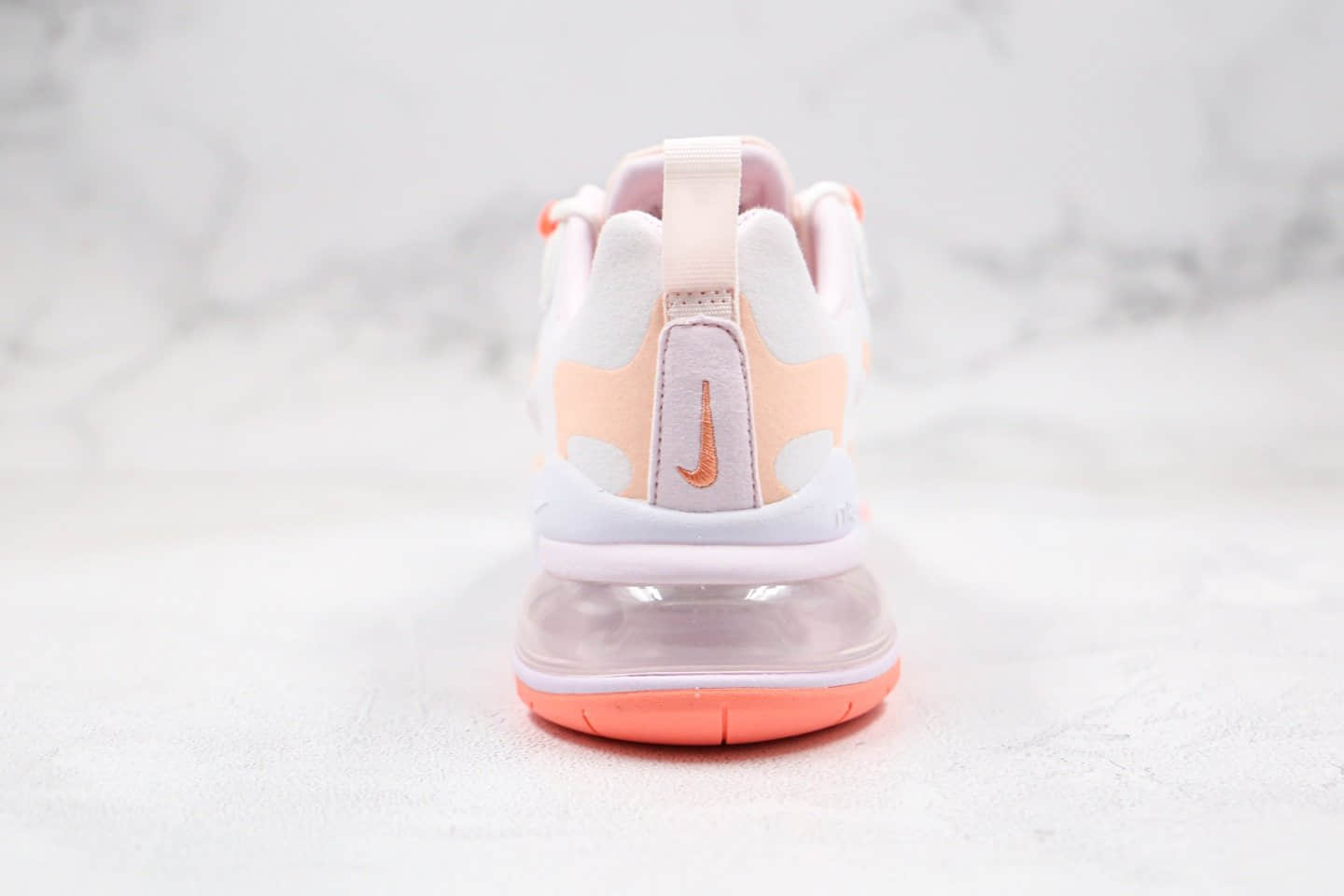 耐克Nike Air Max 270 React纯原版本瑞亚赛车系列后半掌气垫鞋Max270白橘色内置真小潘气垫 货号:CJ0619-103