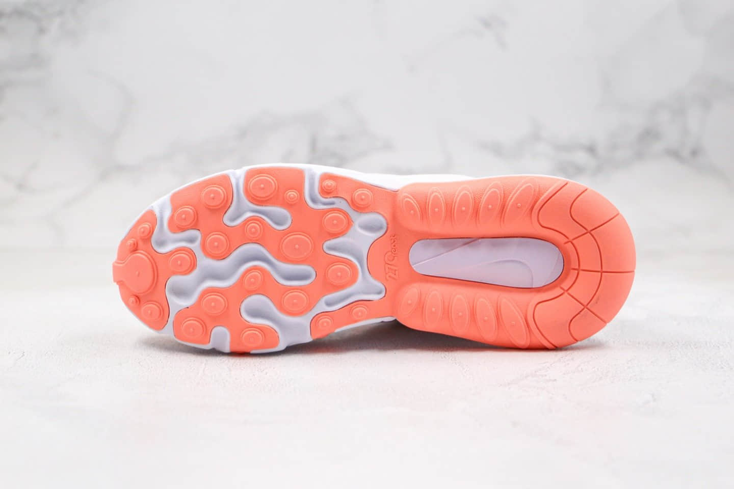 耐克Nike Air Max 270 React纯原版本瑞亚赛车系列后半掌气垫鞋Max270白橘色内置真小潘气垫 货号:CJ0619-103