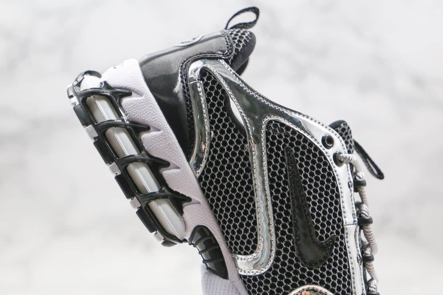 耐克Nike Air Zoom Spiridon Caged 2 x Stussy纯原版本斯图西联名款气垫鞋黑灰色斯皮里东牢笼2代乌金闪银内置真实气垫原盒原标 货号:CU1854-001