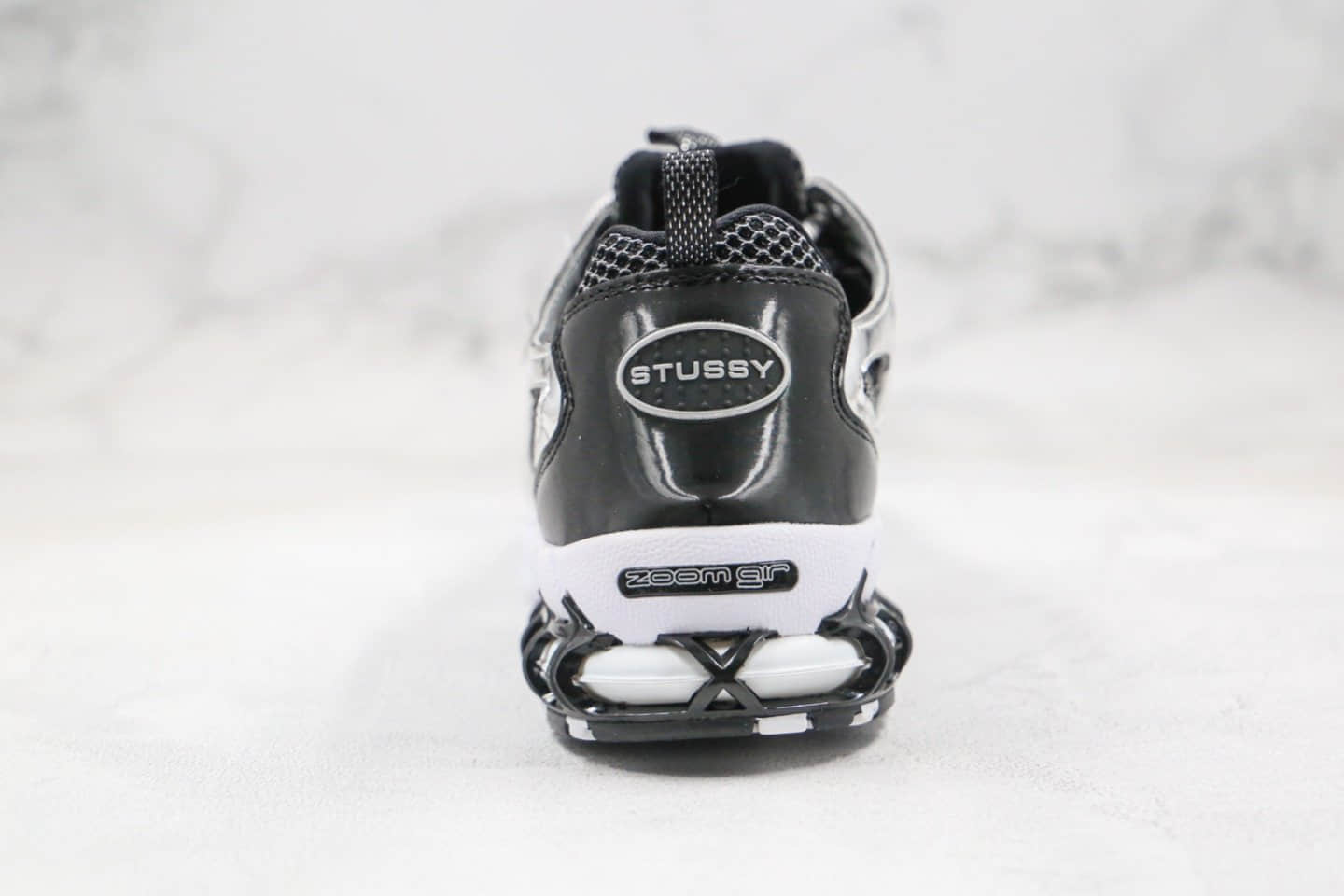 耐克Nike Air Zoom Spiridon Caged 2 x Stussy纯原版本斯图西联名款气垫鞋黑灰色斯皮里东牢笼2代乌金闪银内置真实气垫原盒原标 货号:CU1854-001