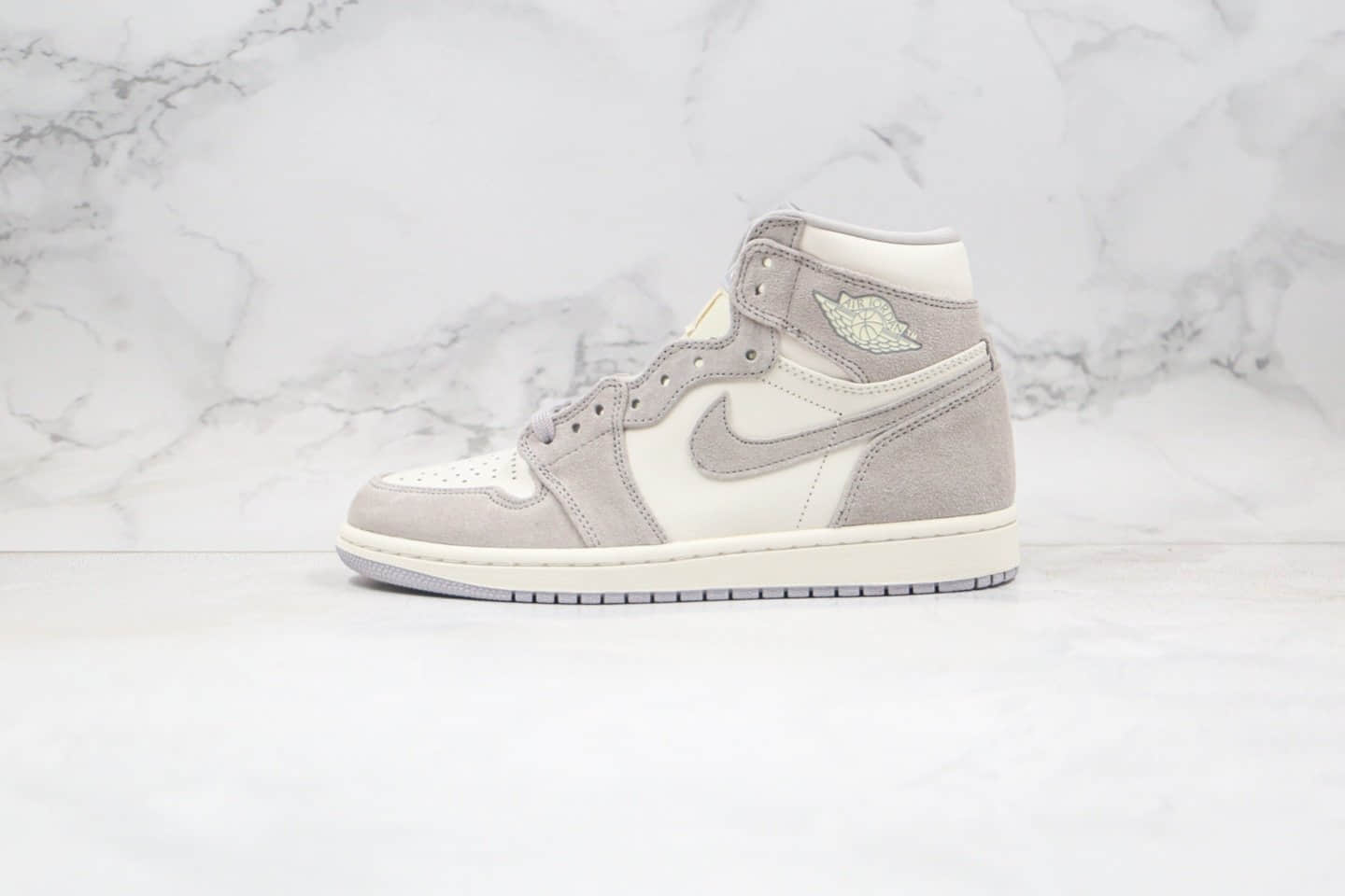 乔丹Air Jordan 1纯原版本高帮AJ1香芋灰色麂皮原厂鞋面材质正确后跟定型 货号:AH7389-101