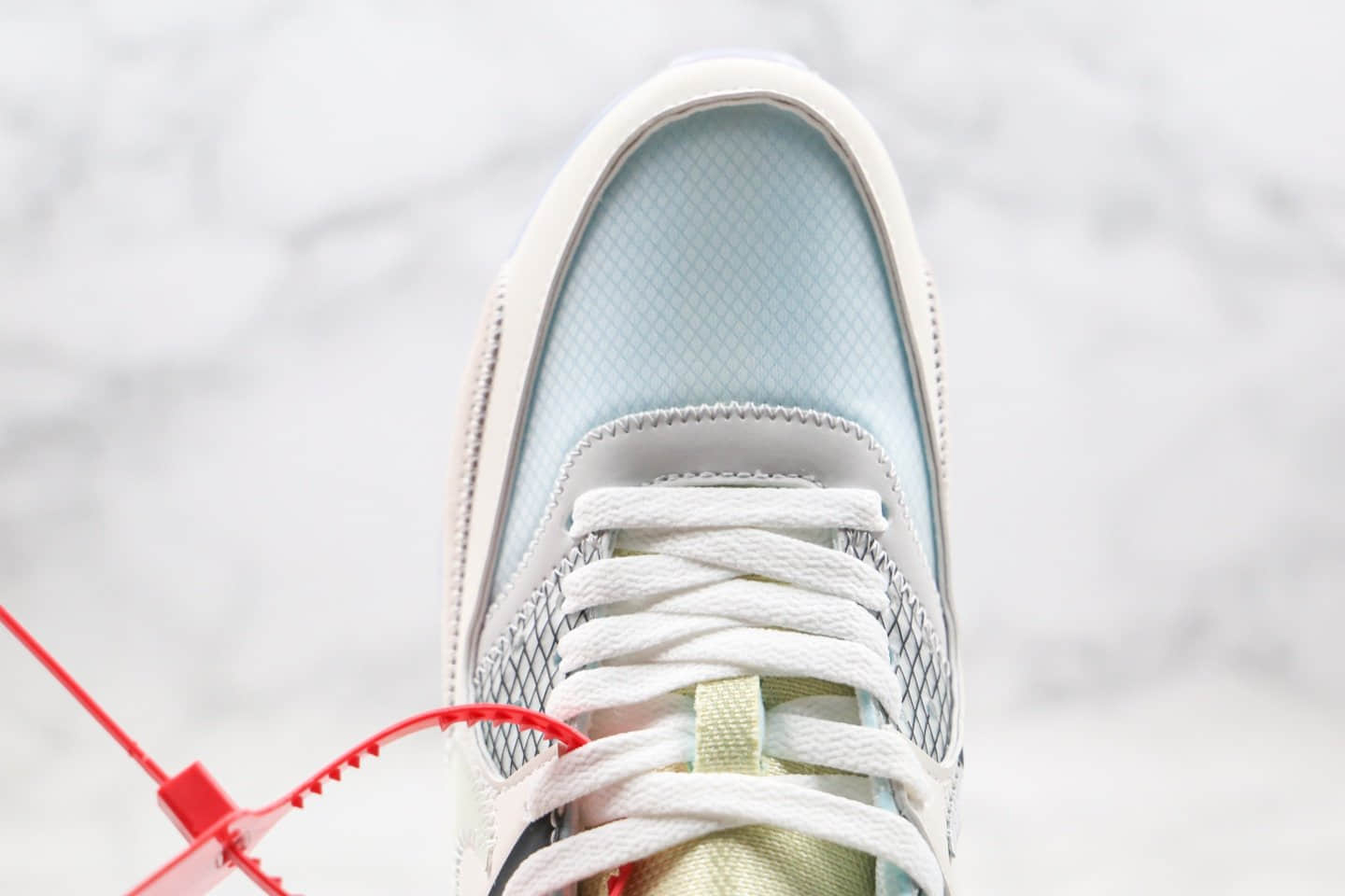 耐克Off -White x Nike Air Max 90 OW纯原版本联名款限量经典Max90气垫鞋白蓝色内置真实气垫原盒原标 货号:AA7293-100