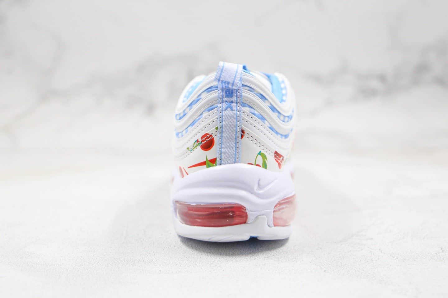 耐克Nike Air Max 97纯原版本子弹头气垫鞋格子蓝色樱桃配色内置真小潘气垫原档案数据开发 货号:CW5806-100