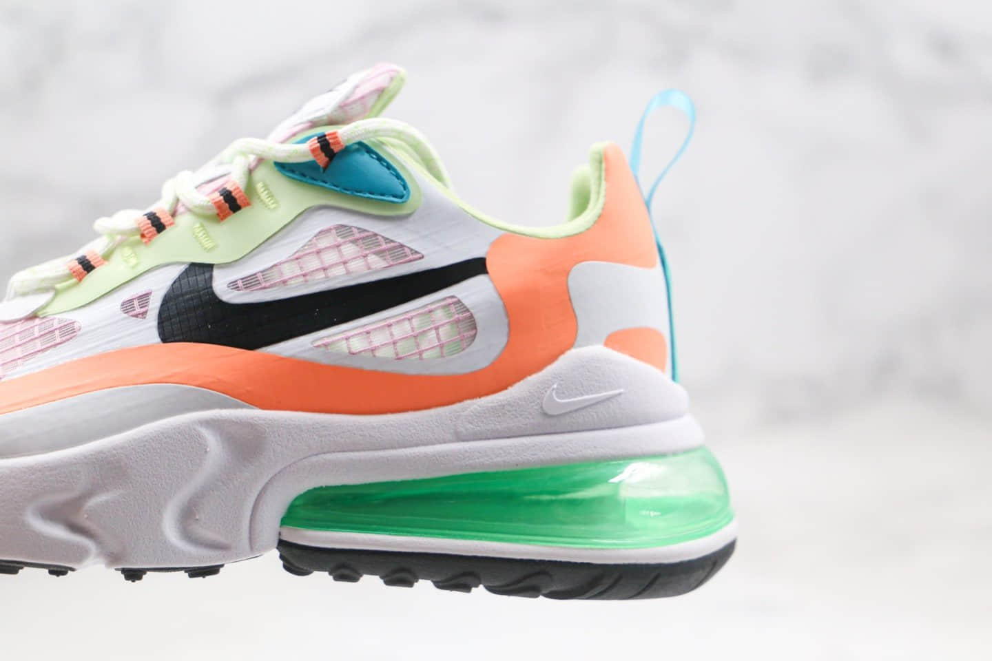 耐克Nike React Air Max 270V2纯原版本气垫鞋Max270二代白橙绿色内置真小潘气垫高清洁度鞋面 货号:CJ0620-600