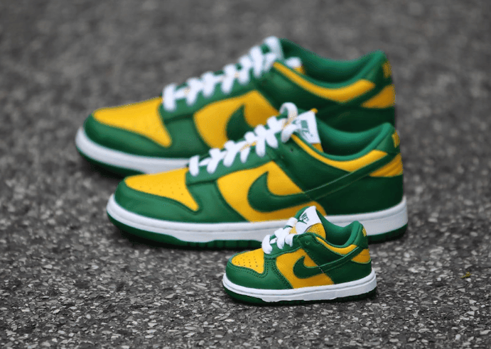 巴西配色Nike Dunk Low后天发售!还是全家族尺码! 货号:CU1727-700