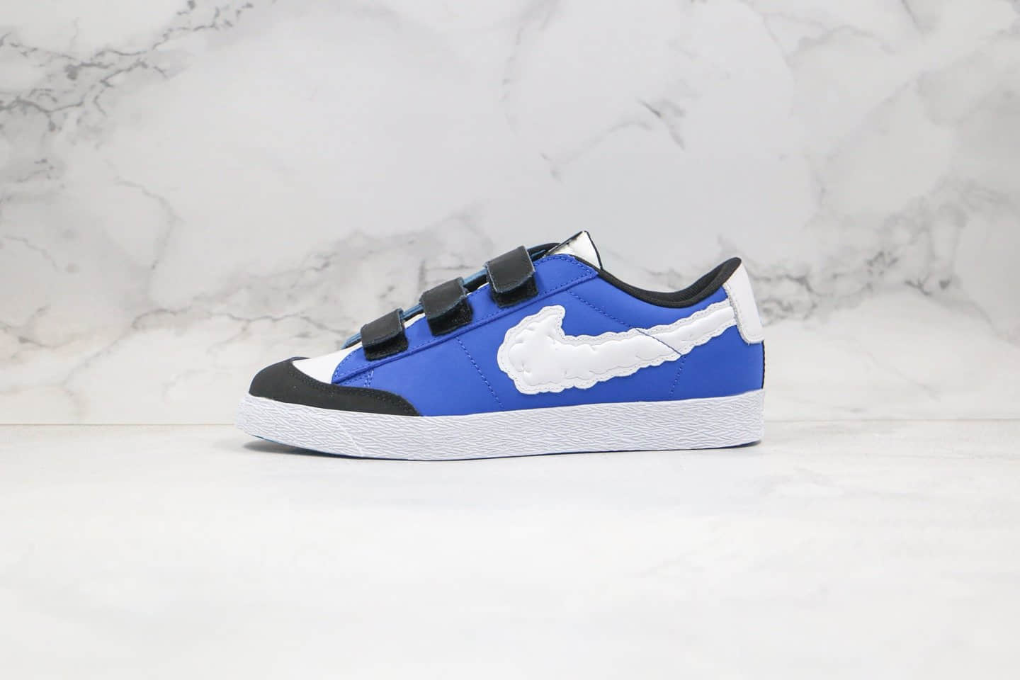 耐克Nike SB Blazer Low Heaven x Kevin Bradley联名款纯原版本低帮开拓者黑蓝色天空云朵魔术贴原盒原标 货号：CT4594-400